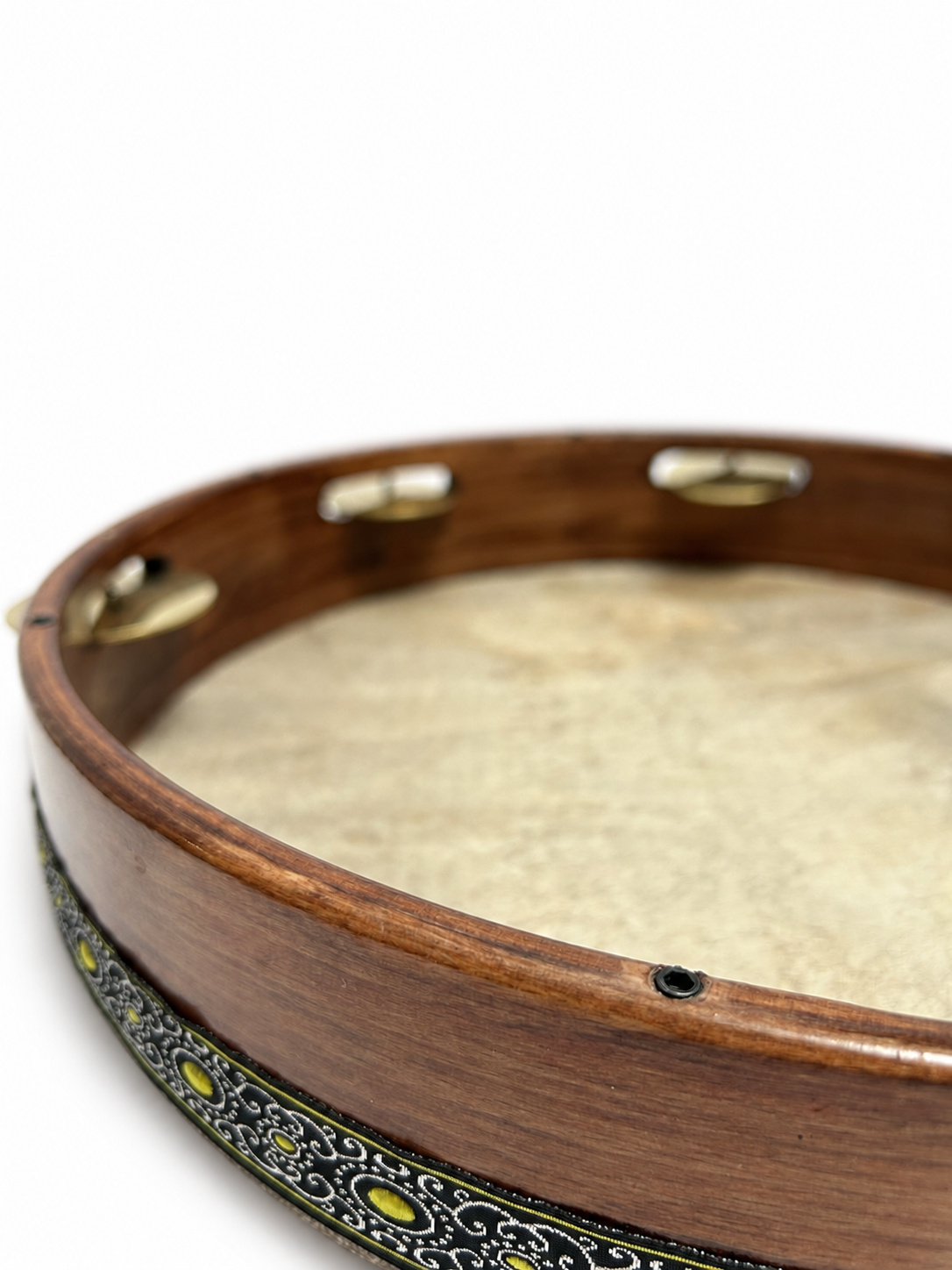 Frame drum 40 см с тарелочкам, встроенная настройка, натуральная козья кожа — изображение 3