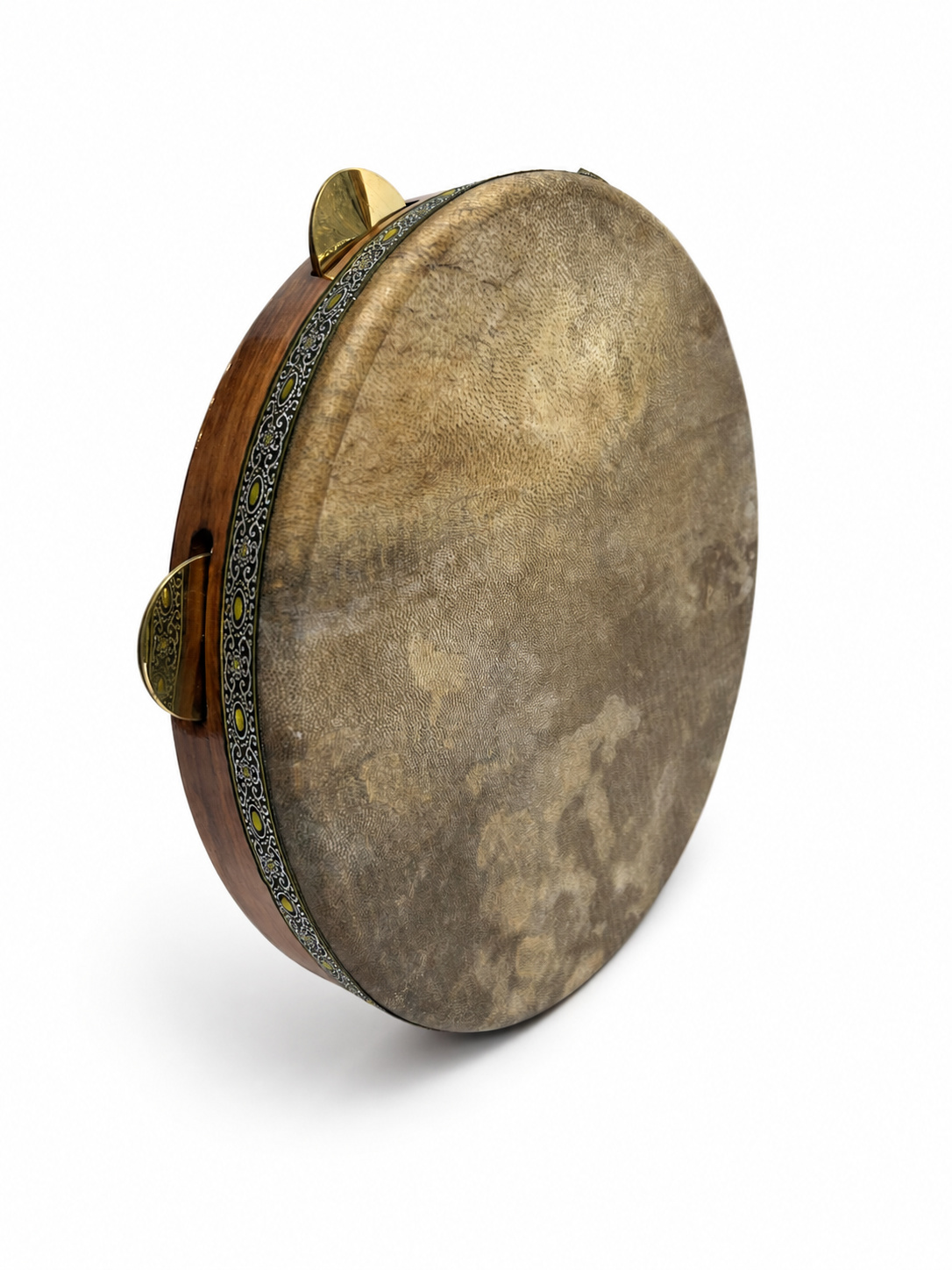 Frame drum 40 см с тарелочкам, встроенная настройка, натуральная козья кожа