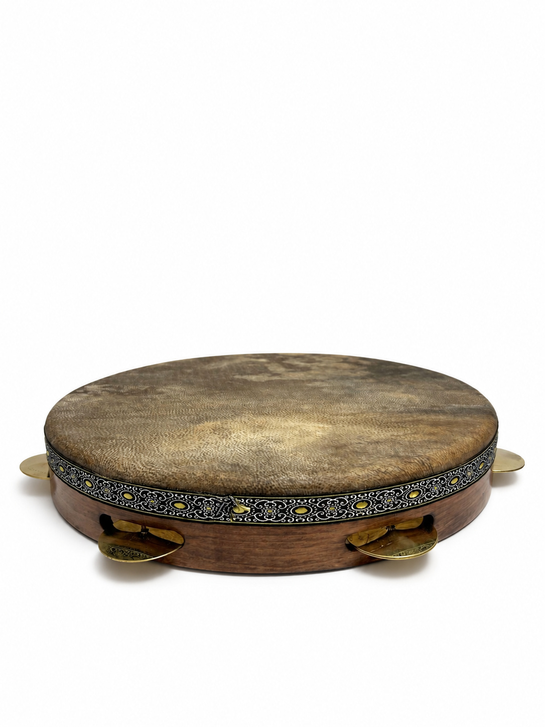 Frame drum 40 см с тарелочкам, встроенная настройка, натуральная козья кожа — изображение 4